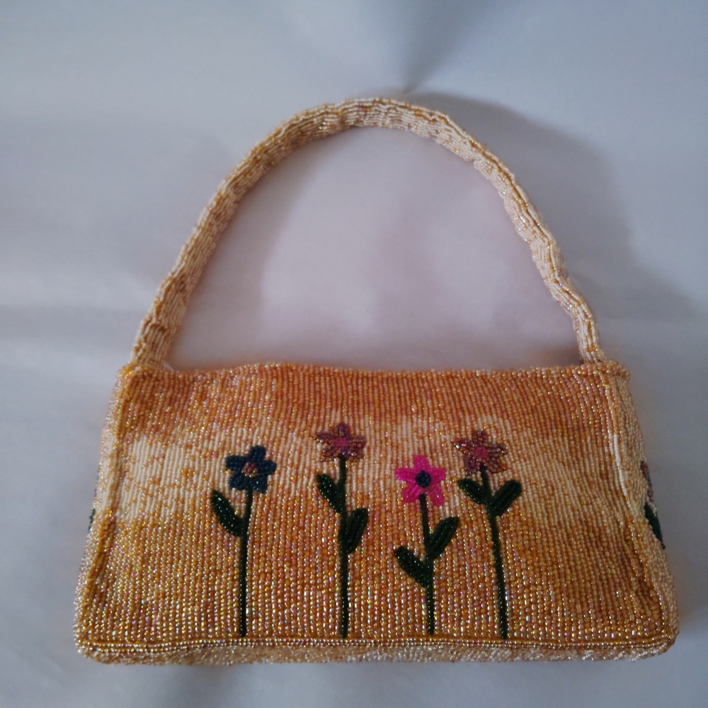 Vanessa Beaded Floral Shoulder Bag - Gold and Multicolor - Picture 13 of 14